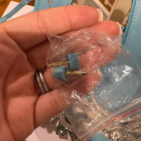 Public Desire blue Satin Rhinestone Heels (ankle wrap around) (comes with box) - Picture 3 of 3
